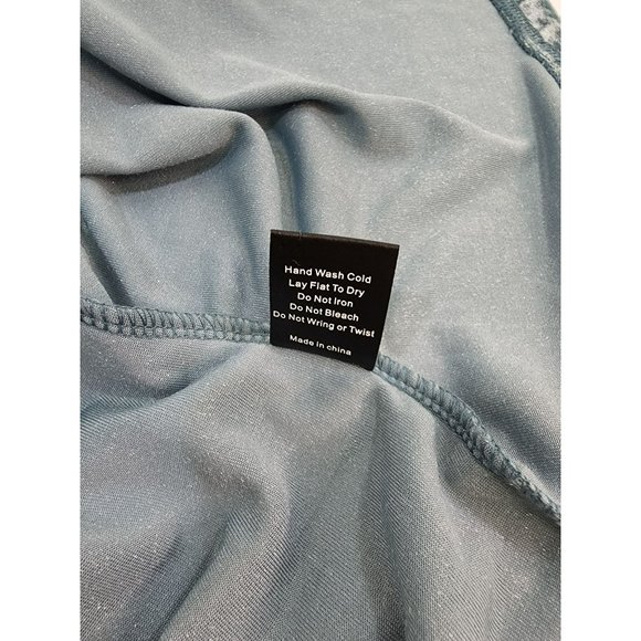 SOLD    POL LRG Ice blue Velvet Feel V Neck Top, Large short sleeve NWOT tunic - Picture 8 of 8